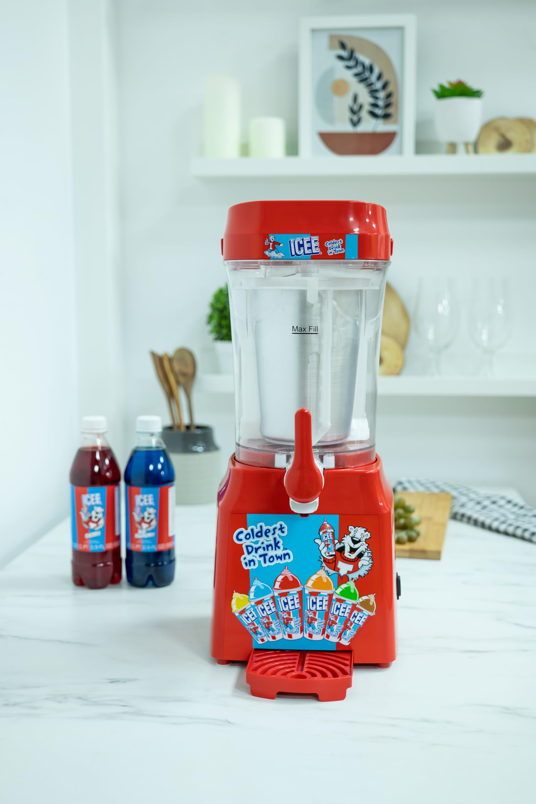 ICEE Home Countertop Slushie Maker Machine with 4-Pack Syrups, 20 Paper Cups & Straws - Make 34oz Frozen Slushies (Official ICEE Brand) - Perfect for Parties, Summer Treats & Family Fun