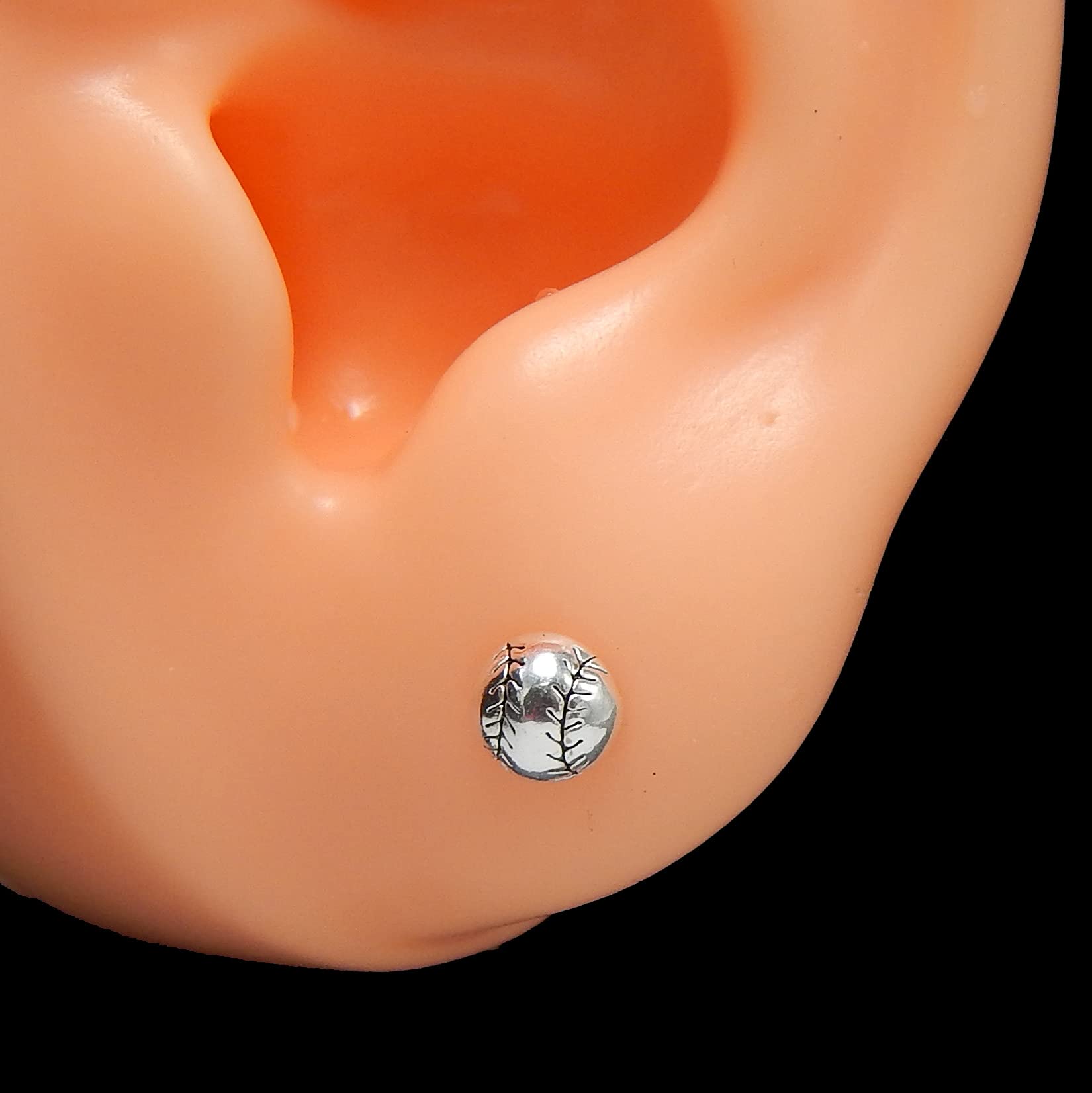 ICYROSE Hypoallergenic 925 Sterling Silver 2D Tiny 5mm Baseball/Softball Stud Earrings for Women - Nickel Free, Sensitive Ears Friendly - Perfect for Sports Fans, Gifts & Everyday Wear