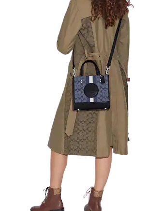 Coach Dempsey Tote 22 - Signature Jacquard Crossbody Bag with Stripe Design & Coach Patch - Perfect for Work, Travel & Everyday Use