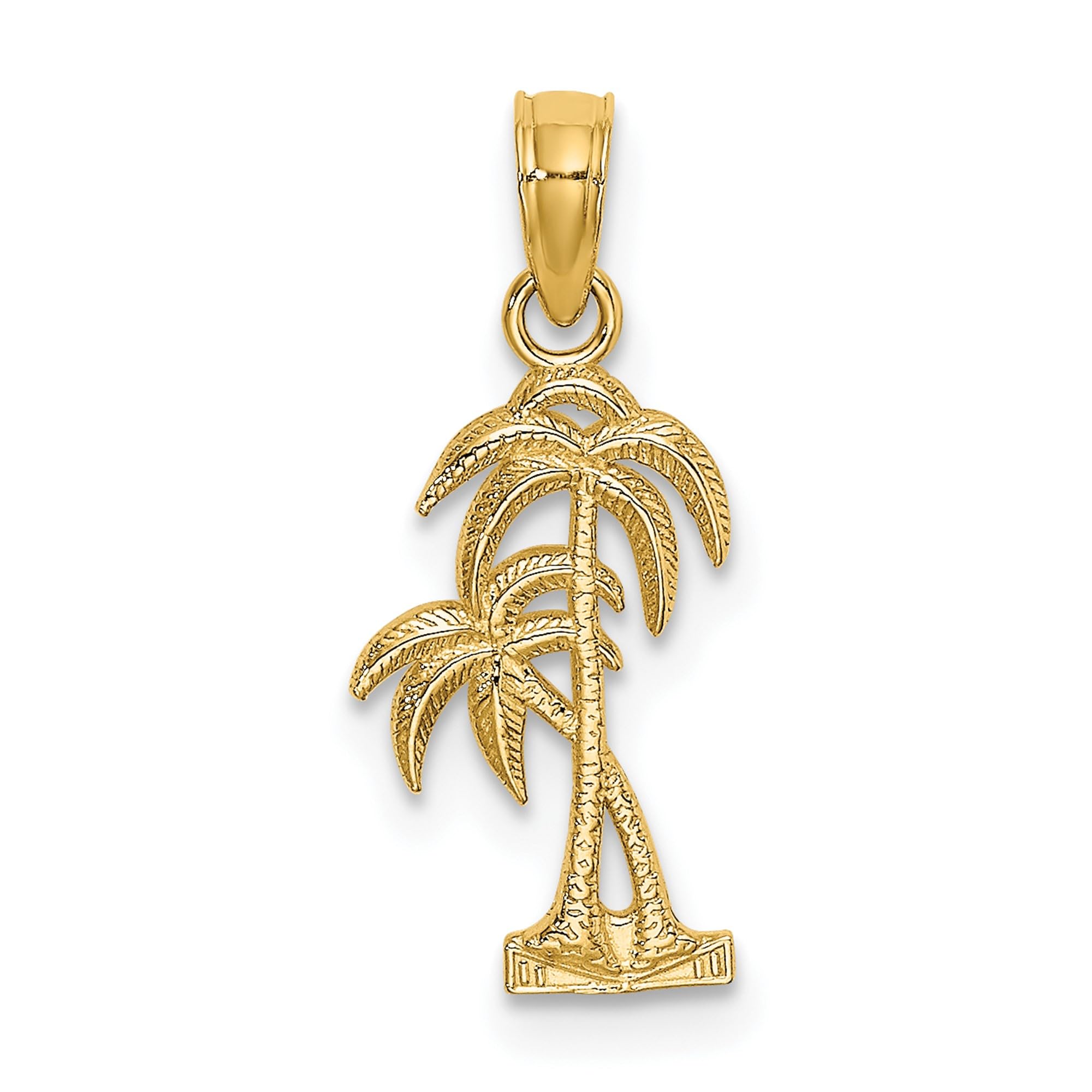 14K Solid Yellow Gold Double Palm Tree Necklace - Tropical Beach Jewelry for Women | Perfect Summer Vacation Gift, Layered Necklace for Beach Parties & Tropical Getaways