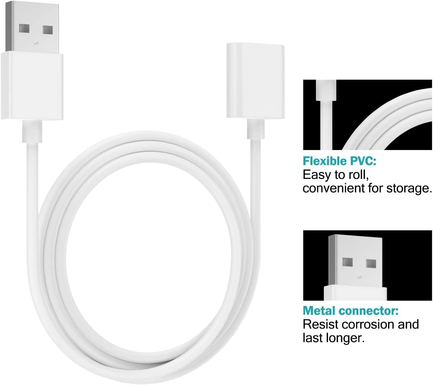 MoKo 2-Pack Lightning Charging Adapter for Apple Pencil 1st Generation - 3ft USB Cable Compatible with iPad Pro 12.9/10.5/9.7, iPad Air 4, iPad Mini 5 - White | Perfect for Artists, Designers & Students