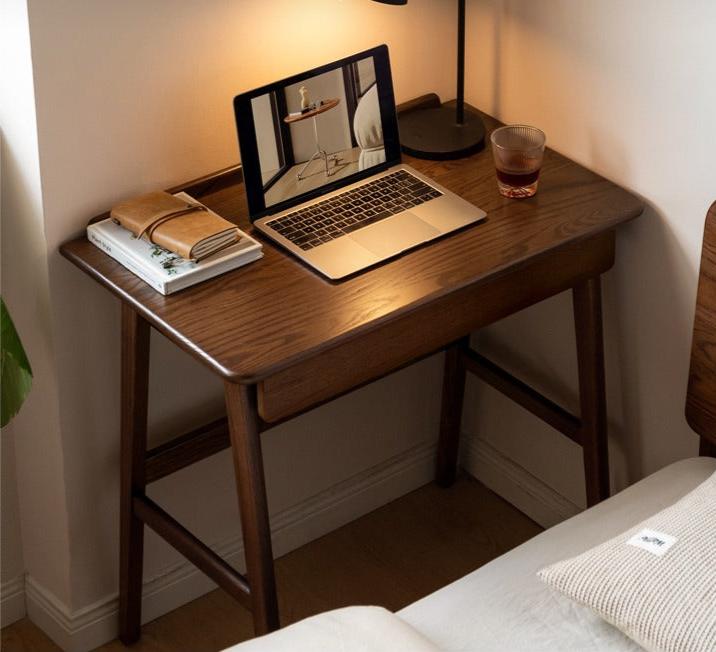 Solid Oak Wood Small Office Desk - Compact & Durable Home Office Furniture for Small Spaces, Remote Work & Study