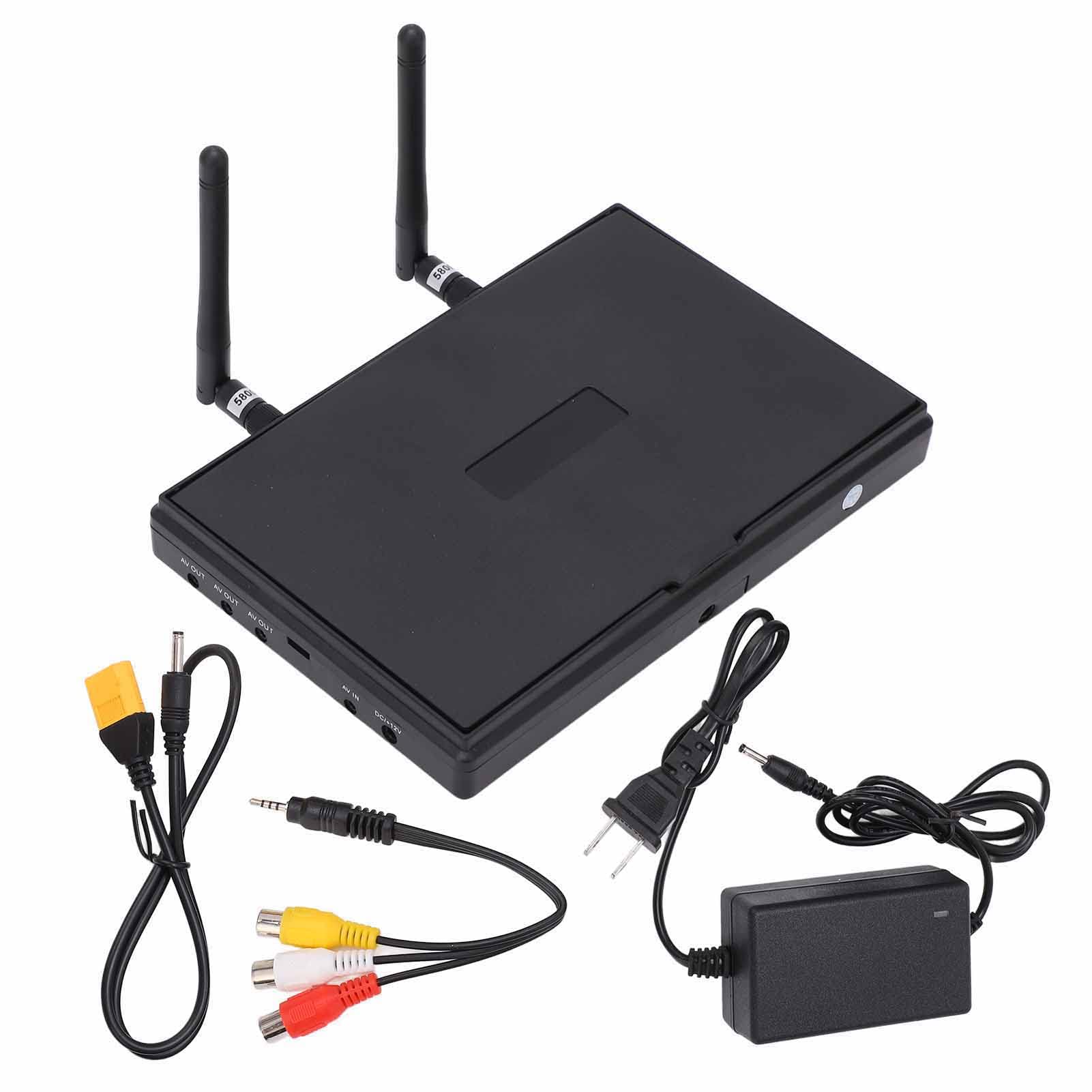 5.8GHz FPV Monitor with Dual Receiver - 7 Inch LCD Screen, 40 Channels, Wireless Receiver for FPV Drones & Quadcopters - Ideal for Racing, Aerial Photography, and Drone Training (140/120 Degree Viewing Angle)