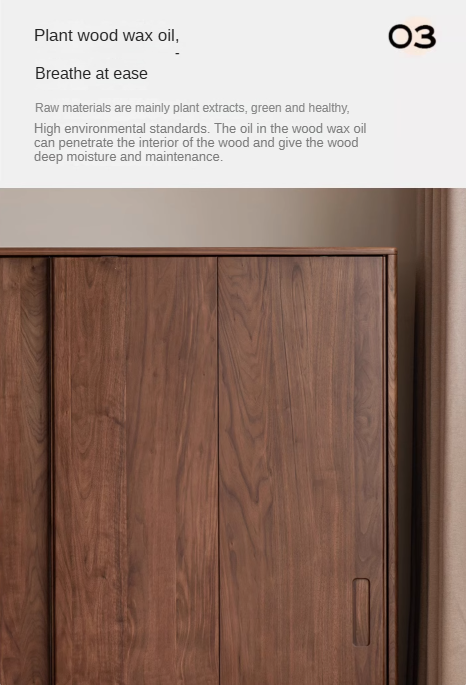 Premium Black Walnut Solid Wood Sliding Door Wardrobe Closet - Modern Bedroom Storage Solution for Home & Office Organization