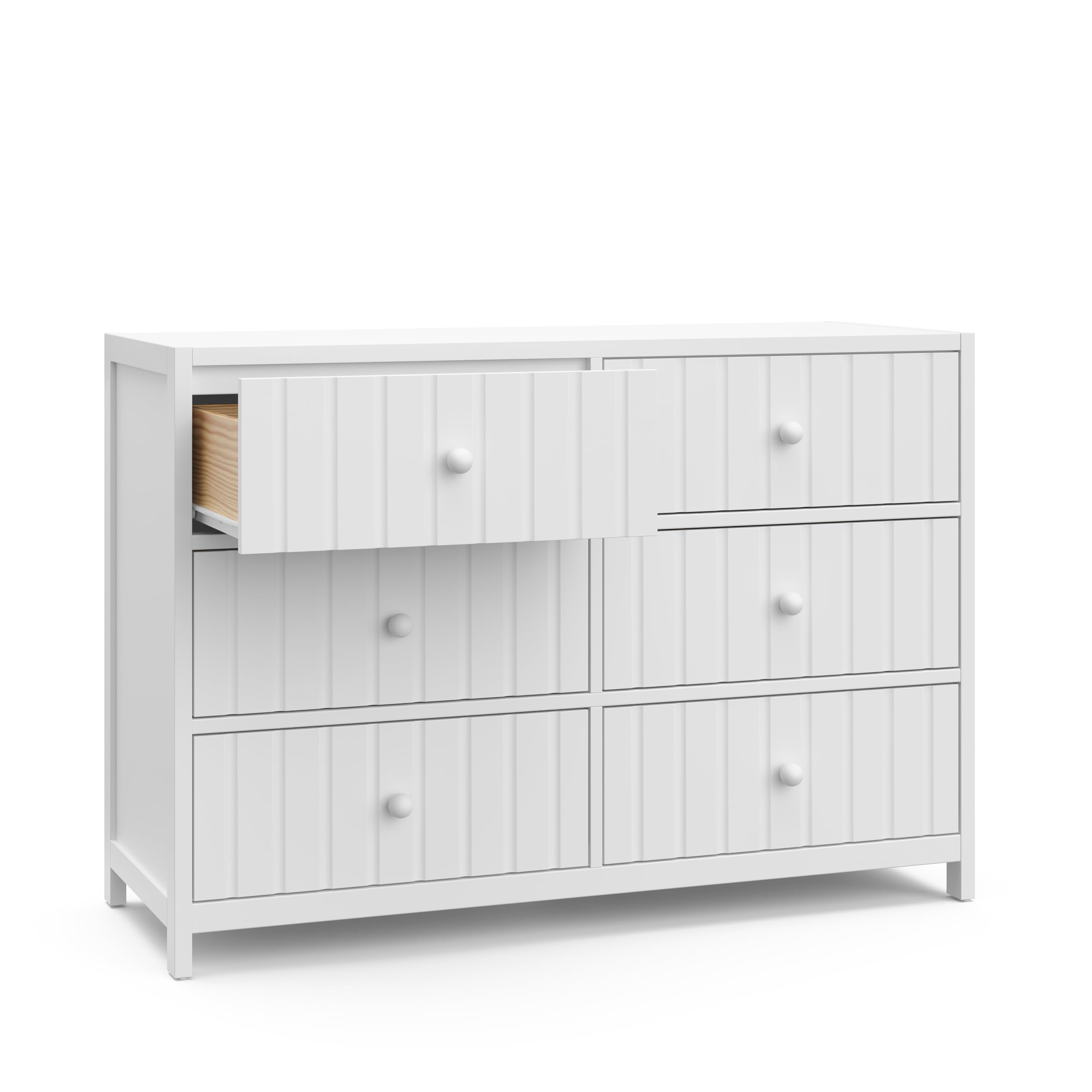 Graco Teddi 6-Drawer Double Dresser in White | GREENGUARD Gold Certified Nursery Furniture with Interlocking Drawer System & Pre-Installed Tracks | Includes 2 Knob Sets for Customization | Perfect for Baby Rooms, Kids Bedrooms & Nursery Storage Solutions