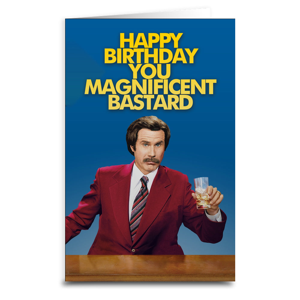 Funny Ron Burgundy Birthday Greeting Card - Perfect for Anchorman Fans & Humorous Celebrations - Great Gift for Movie Lovers & Comedy Enthusiasts