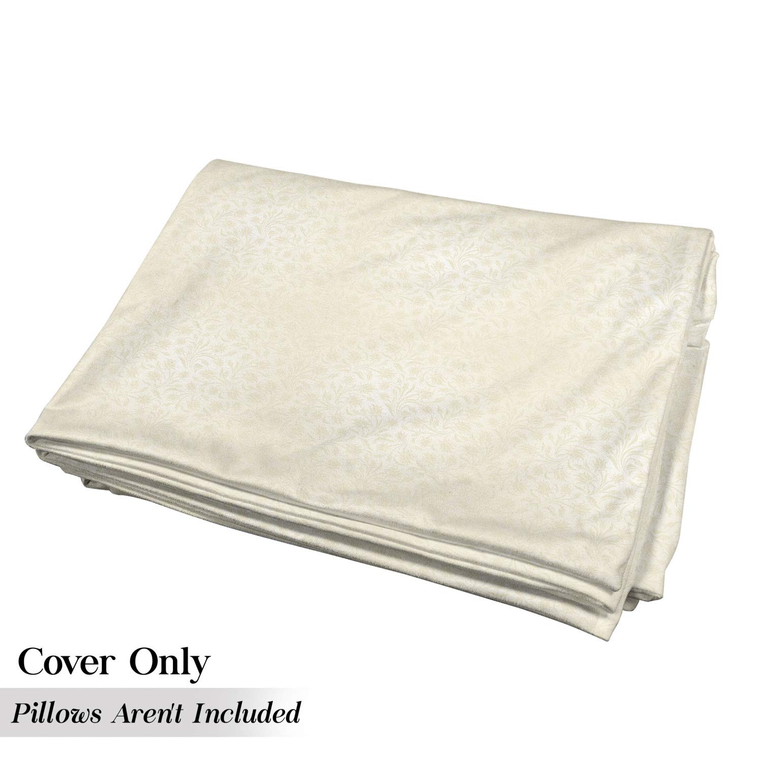 Ambesonne Ivory Floor Pillow Cover - Baroque Style Floral & Leaf Design, 88