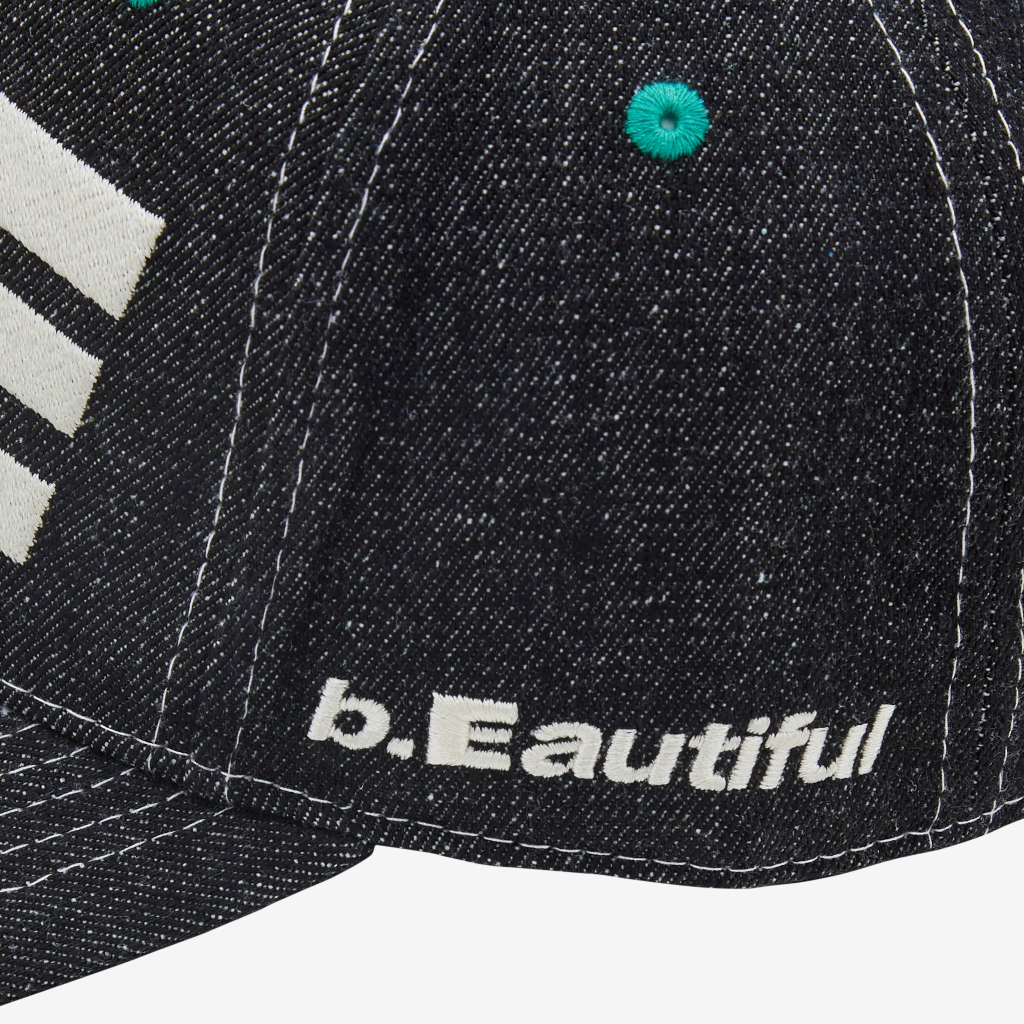 b.E Hat Black Denim | Off White Baseball Cap for Men & Women - Casual Streetwear Fashion Accessory for Outdoor Activities, Sports & Daily Wear