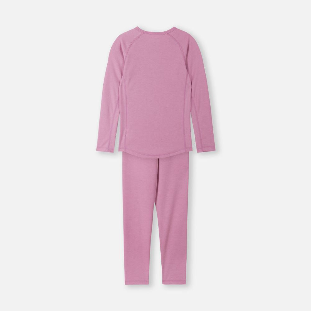 Reima Lani Thermal Base Layer Set for Kids - Soft Winter Underwear Set, Mauve Pink | Warm Thermal Underwear for Outdoor Activities, Skiing & Snow Play