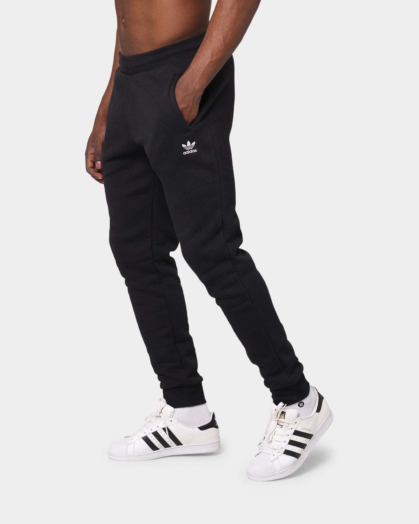 Adidas Essentials Trefoil Pants for Men - Black Athletic Joggers, Comfortable Casual Sweatpants for Running, Gym, Lounge & Everyday Wear