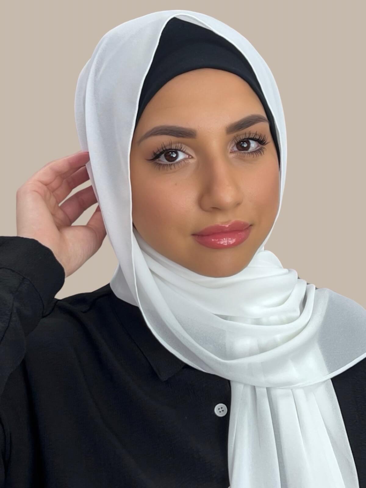 Elegant Classic Chiffon Hijab Scarf - Off White | Lightweight Muslim Headscarf for Women | Perfect for Daily Wear, Prayer & Special Occasions