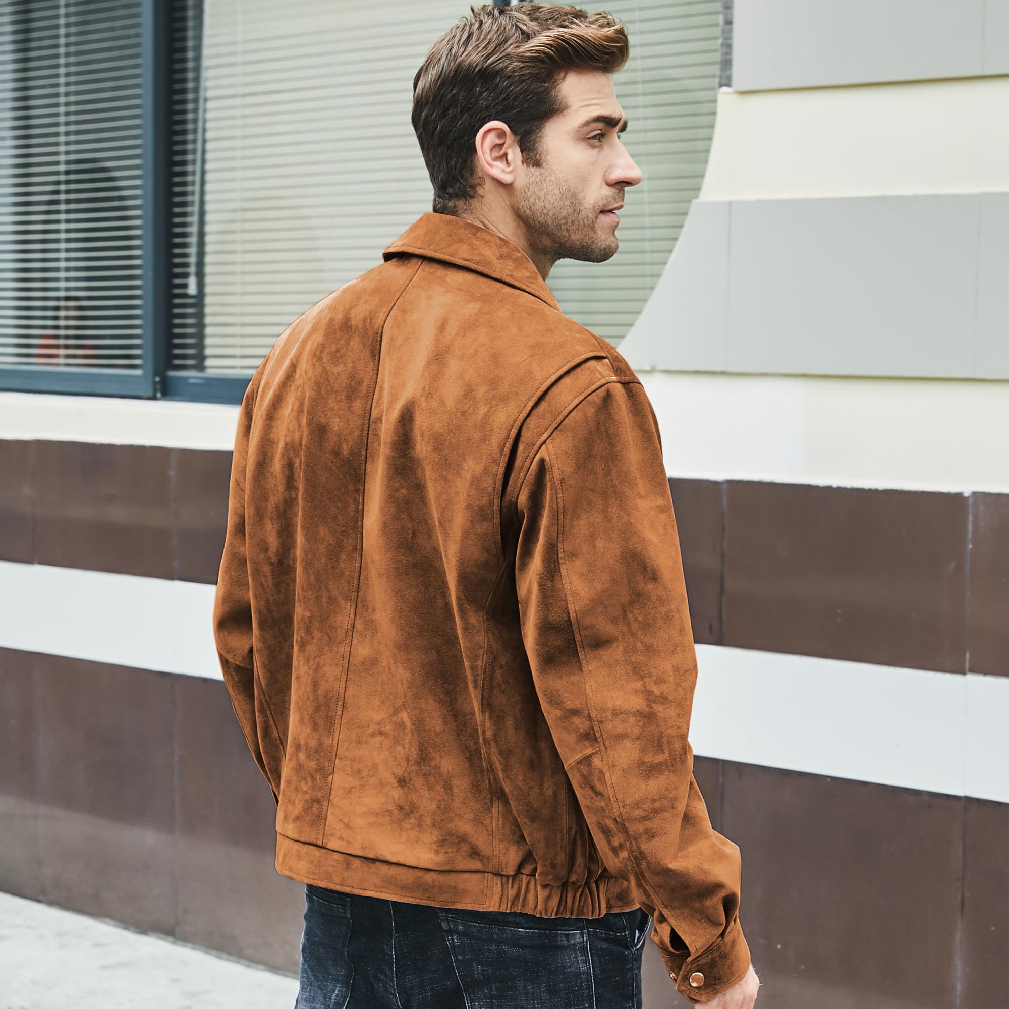 Premium Men's Suede Leather Bomber Jacket - Stylish Casual Coat for Fall & Winter | Perfect for Outdoor Activities, Travel & Daily Wear