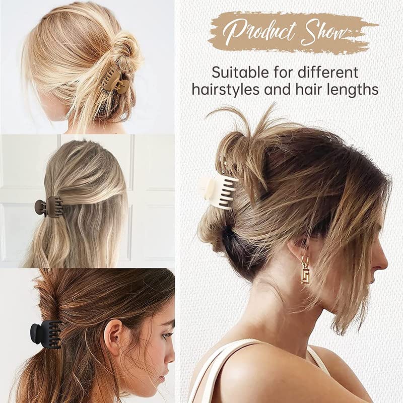 Fameza 4 Pack Double Row Teeth Hair Clips - Small Claw Clips for Thin Hair, 1.6
