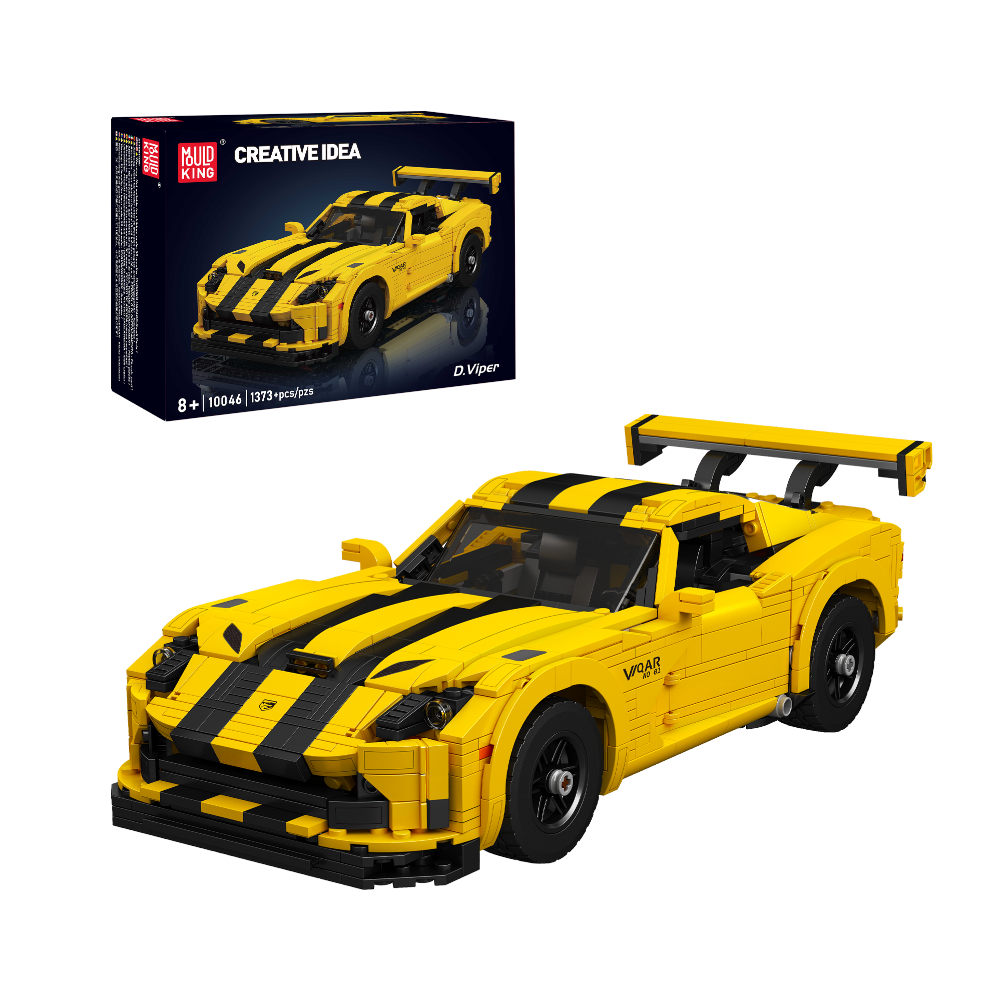 Mould King 10046S D. Viper Sports Car Building Set - 1,373 Pieces Model Kit for Adults & Teens | Perfect for Collectors, DIY Enthusiasts & Home Office Decoration
