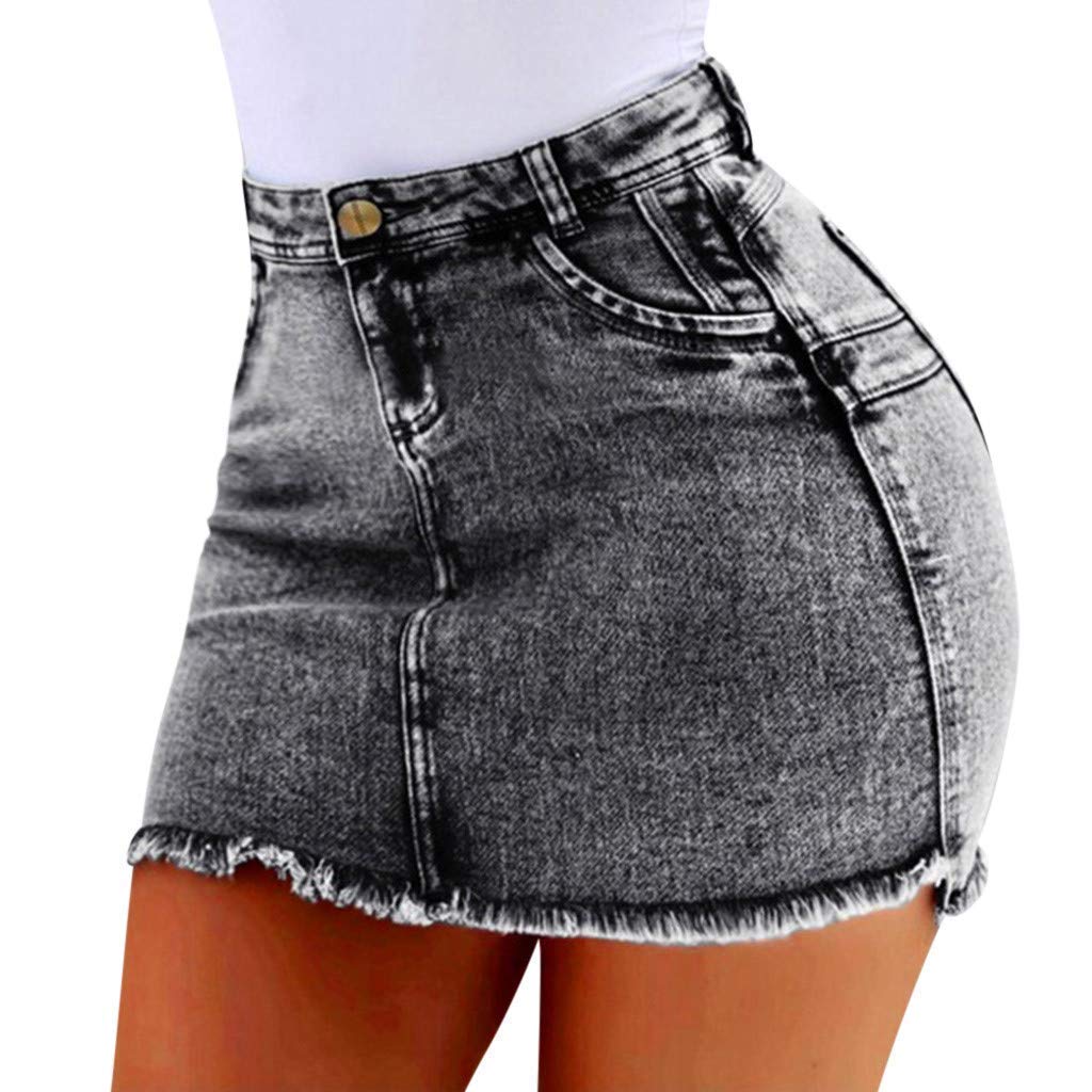ZBYY Women's High Waisted Denim Skirt - Slim Fit Bodycon Mini Skirt with Washed Finish | Casual Summer Jean Skirt for Streetwear, Dating & Vacation Outfits