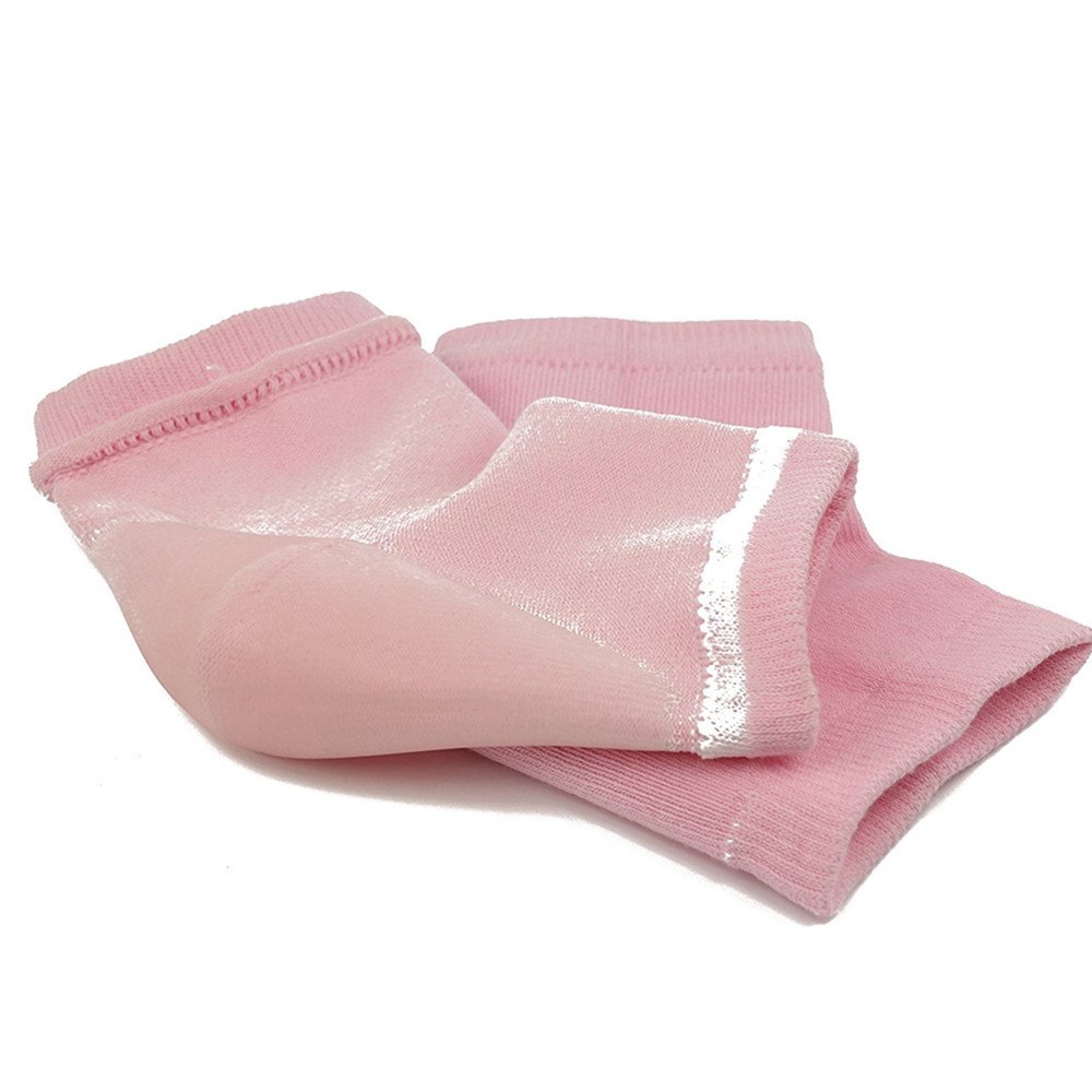 Moisturizing Heel Socks for Cracked Heels - Soft Gel Foot Sleeves with Hydrating Cream for Dry & Rough Feet (Pink) - Perfect for Overnight Treatment & Foot Care at Home