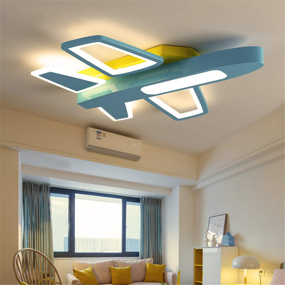 RUNNUP Acrylic Cartoon Airplane LED Ceiling Light with Stepless Dimming - Blue Kids Room Ceiling Lamp for Boys Bedroom, Nursery, Kindergarten & Study Room | Perfect for Children's Bedroom Lighting & Playroom Decor