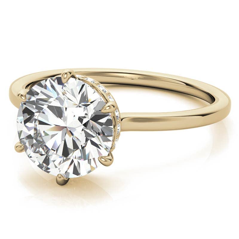 3 Carats Round Solitaire Moissanite Engagement Ring for Women - 925 Silver or 10K/14K/18K Solid Yellow Gold - Hidden Halo Design Handmade White Rose Ring - Perfect Promise Ring & Romantic Gift for Her - Ideal for Proposals, Anniversaries & Special Occasions