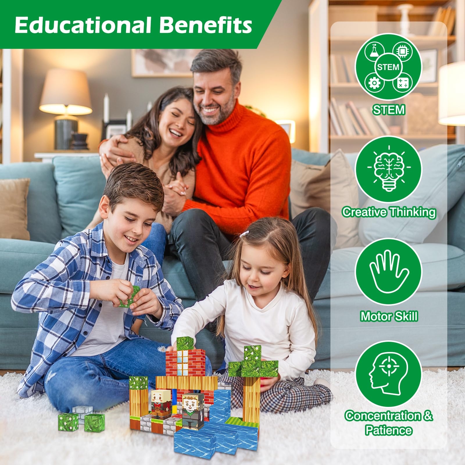 68Pcs Magnetic Building Blocks Set - STEM Educational Toys for Kids Ages 3+, Creative Construction Sensory Toys for Toddlers, Perfect Birthday & Easter Gift for Boys & Girls - Fun Learning & Playtime Activity