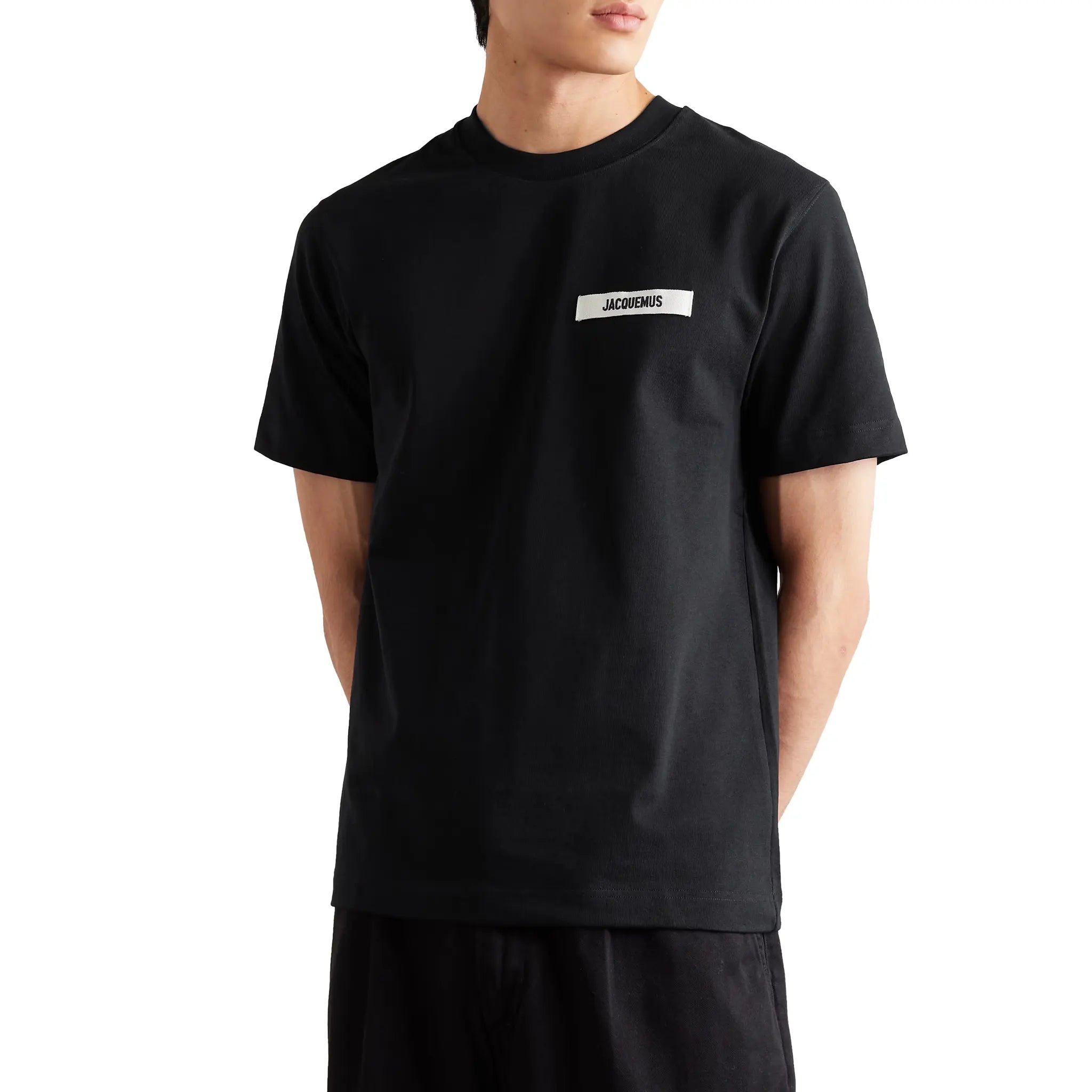 Jacquemus Grosgrain Brand Logo Tab Black T-Shirt for Men | Stylish Casual Tee for Everyday Wear & Street Fashion