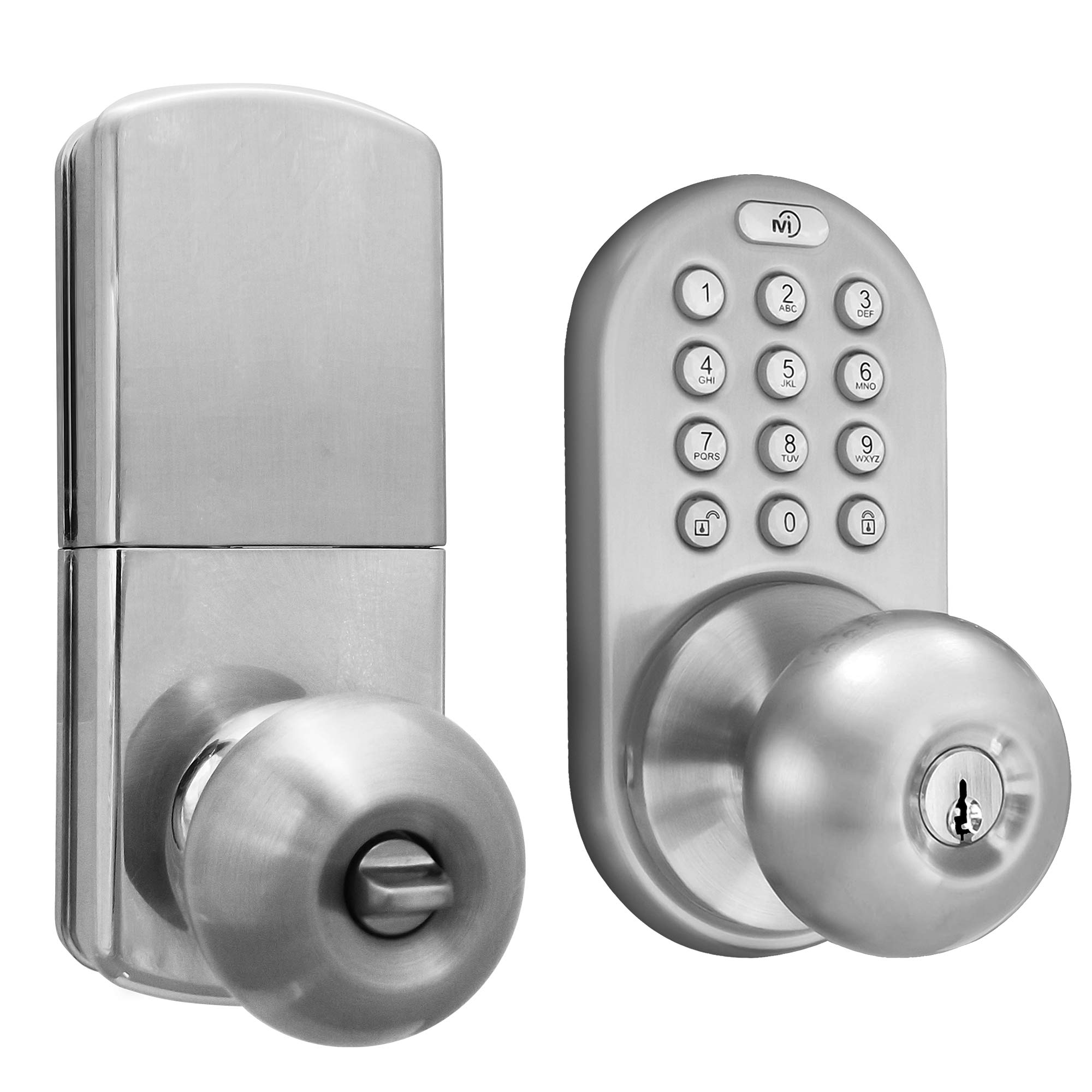 MiLocks DKK-02SN Keyless Entry Door Lock - Electronic Touchpad Smart Lock for Home Security, Satin Nickel Finish | Perfect for Apartments, Houses & Office Buildings