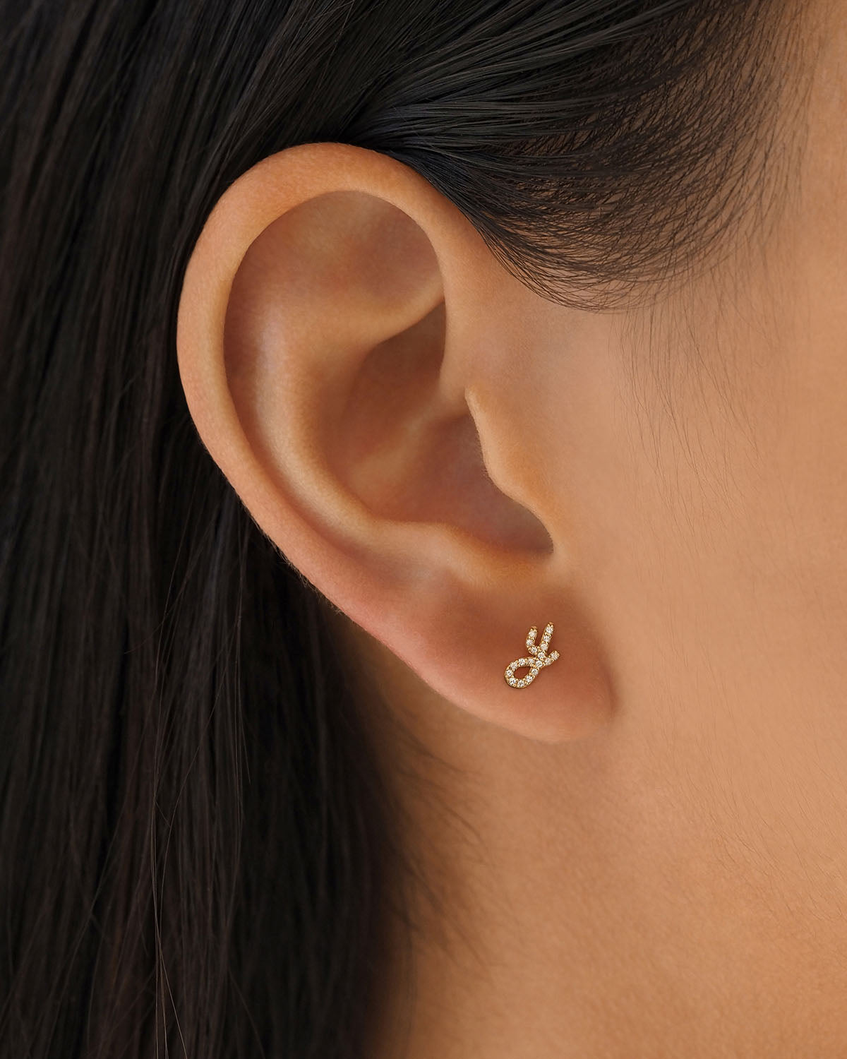 14K Solid Gold Forever Love Diamond Letter Earrings for Women - Dainty Initial Alphabet Studs for Everyday Wear, Gift for Her, Anniversary & Valentine's Day Jewelry