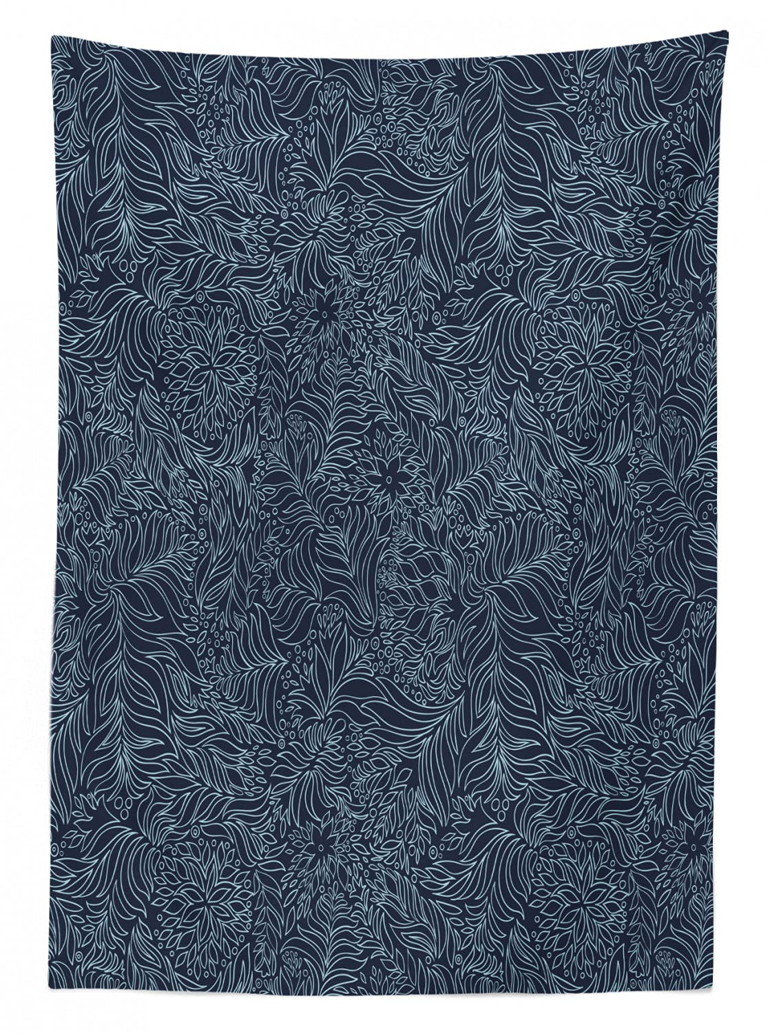 Ambesonne Dark Garden Outdoor Tablecloth - Abstract Nature Inspired Floral Leaves Print, Washable Picnic Table Cover 58x84 Inches, Dark Blue & Turquoise - Perfect for Garden Parties, BBQs, and Outdoor Dining Decor