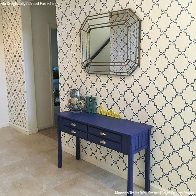 Moorish Trellis Wall Stencil - Reusable DIY Painting Template for Home Decor, Geometric Wall Art, Furniture Makeover - Perfect for Bedroom, Living Room, Nursery & Accent Walls