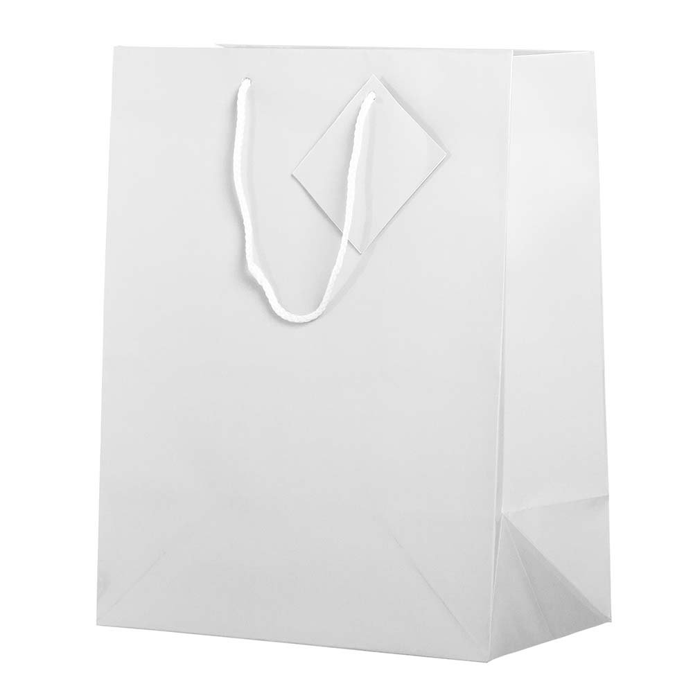 Premium White Glossy Gift Bags with Rope Handles - 10x5x13 Inches - Bulk Pack of 100 - Perfect for Weddings, Birthdays & Corporate Events