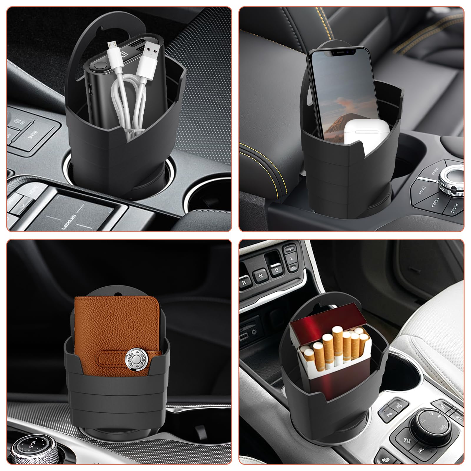 2-Pack Car French Fry Holder with Dipping Sauce Cup - Portable Condiment Holder for Ketchup, Mustard & Sauces - Perfect for Road Trips, Fast Food & Car Snacks
