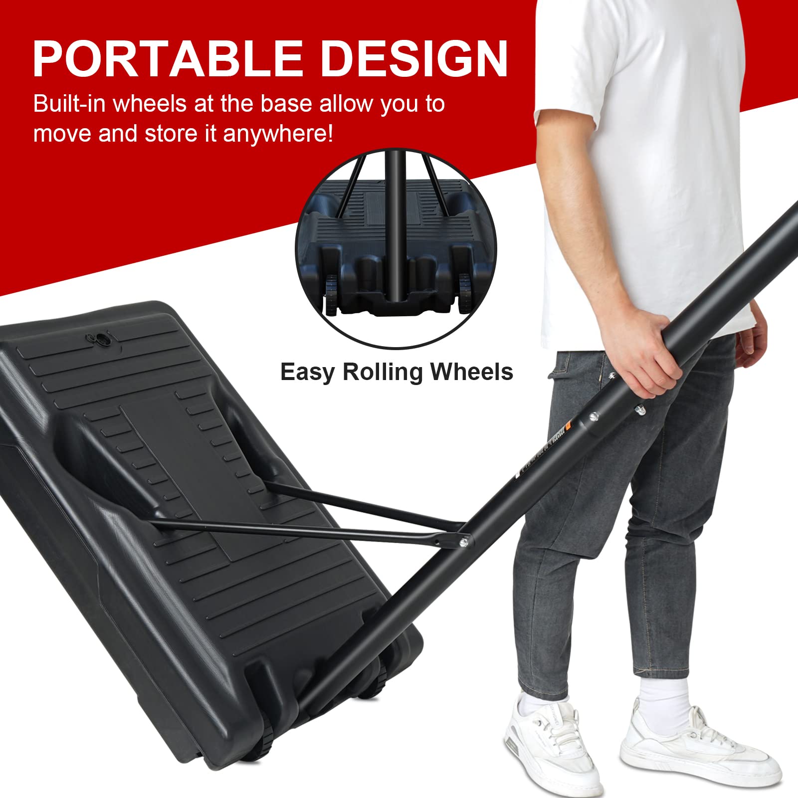 Adjustable Portable Basketball Hoop Stand for Youth & Teens - 6.2ft to 9.2ft Height Range with Transparent Backboard & Wheels - Indoor Outdoor Basketball Goal System for Driveway, Backyard, Gym & Playground