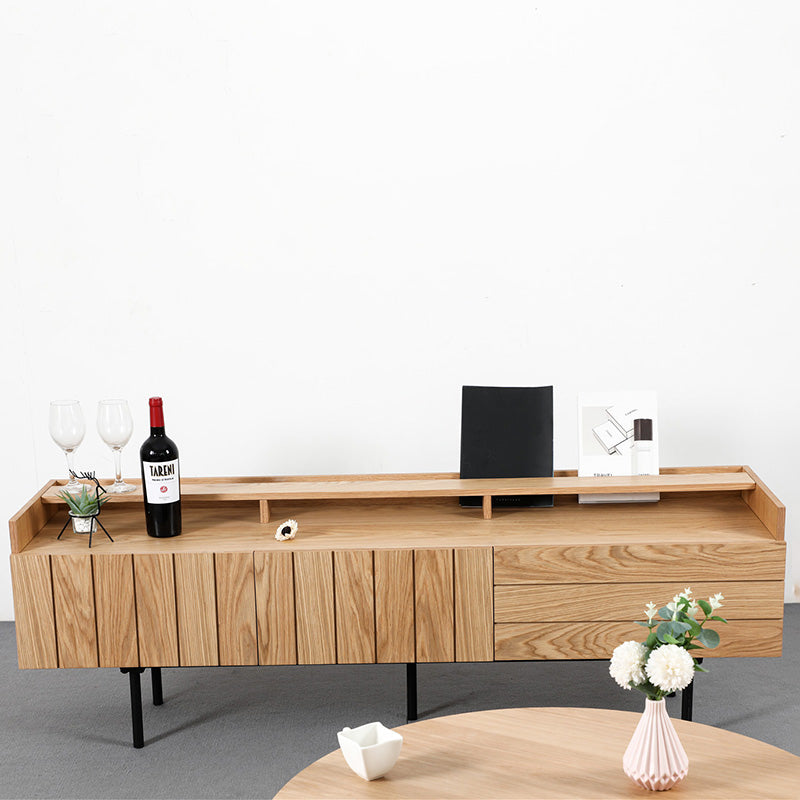 ZANE Entertainment TV Stand 160cm Natural Oak Wood Media Console - Perfect for Living Room, Bedroom & Home Theater Setup