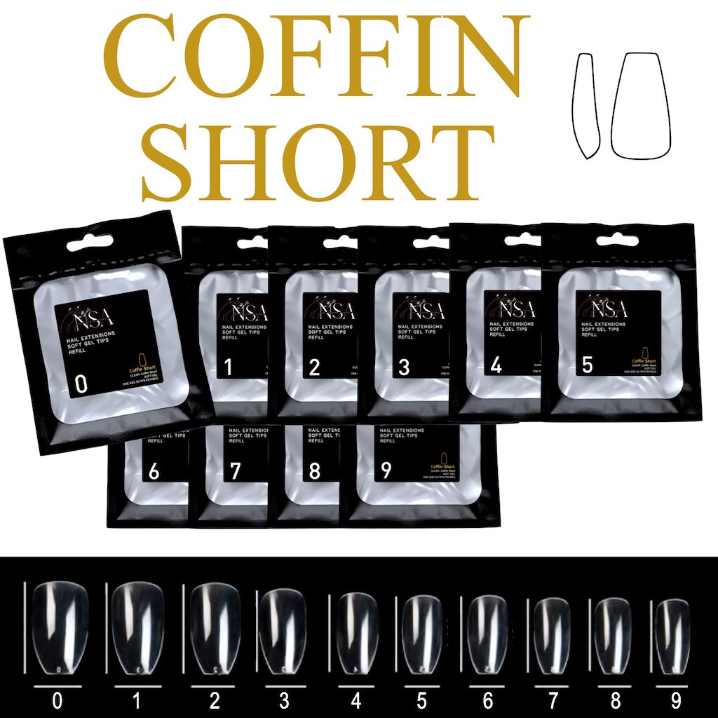 Soft Gel Nail Tips Refill Kit - 50pcs Coffin Shape for DIY Manicure & Nail Art - Perfect for Home, Salon, and Professional Use