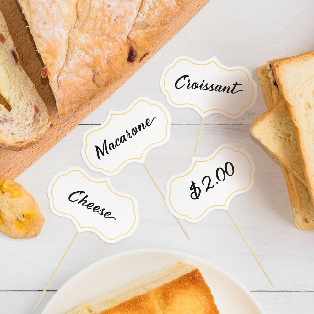 50PCS Cheese Markers & Buffet Labels - Blank Toothpick Flags for Cheese Boards, Cupcake Picks, Charcuterie & Party Food Signs (White) - Perfect for Weddings, Catering & DIY Dessert Displays
