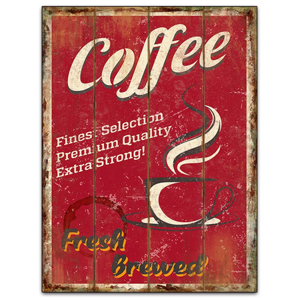 Vintage Coffee Wood Sign - Cafe & Kitchen Wall Art for Home Decor