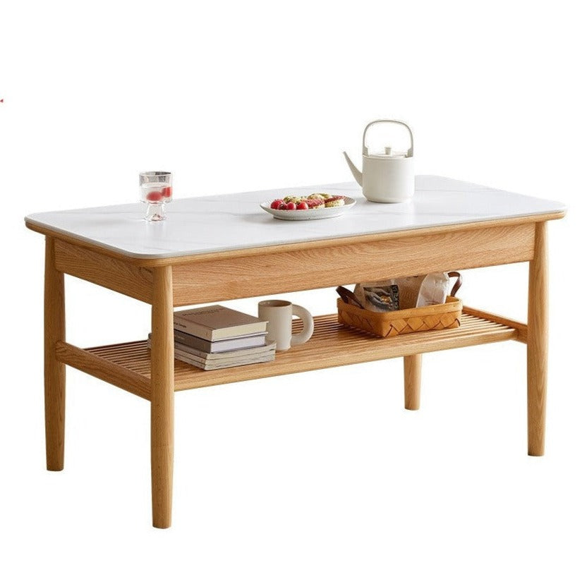 Solid Oak Wood Rocking Coffee Table - Rustic Living Room Furniture for Home Decor, Perfect for Living Room, Lounge, or Patio