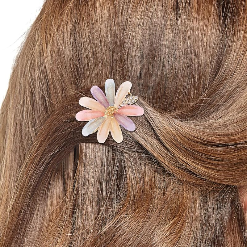 RECTYO GALLERY 4PCS Flower Hair Clips - Mini Alligator Hair Clips with Crystal Decorations, Hair Barrettes for Women & Girls (Floral Design) - Perfect for Weddings, Parties, Prom & Daily Hair Accessories