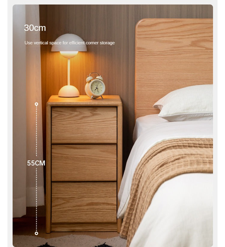 Solid Oak and Ash Wood Nightstand - Sturdy Bedside Table for Bedroom, Living Room, or Guest Room - Perfect for Storage and Decor