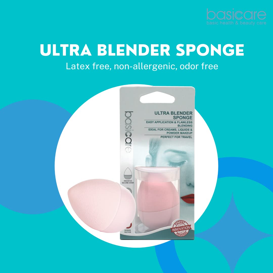 Basicare Ultra Blender Makeup Sponge - Professional Cruelty-Free Beauty Blender for Foundation & Concealer (Dry & Wet Use) - Perfect for Flawless Makeup Application & Blending