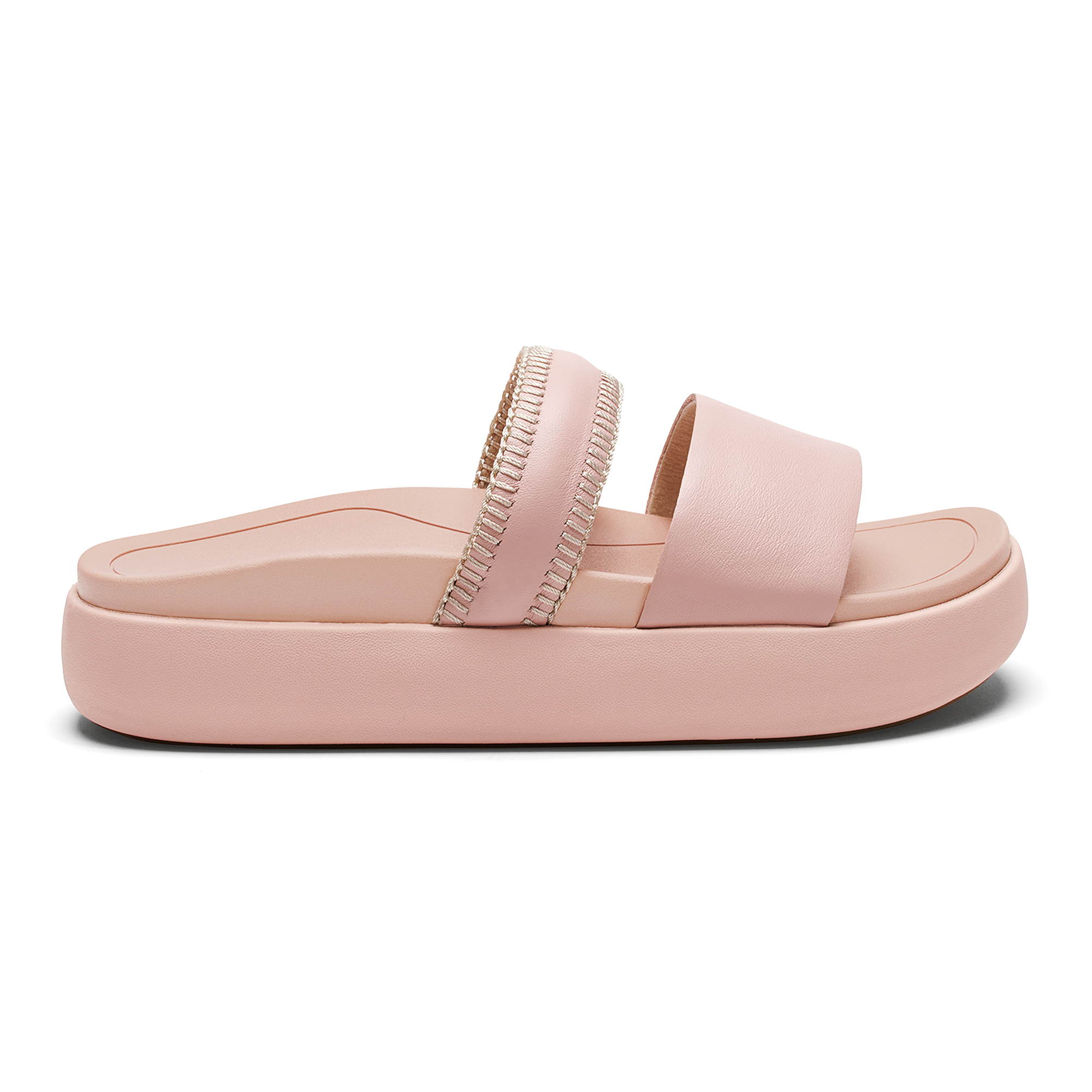 PAE Women's Leather Slide Sandals - Soft Pink Comfortable Summer Slippers for Beach, Poolside & Casual Wear