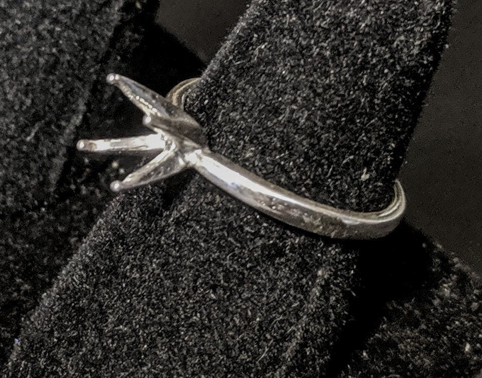 Sterling Silver 3mm Round 4-Prong Deep V-Notch Blank Ring Setting - Size 4,5,6,7,8 - Perfect for Custom Jewelry Making & Engagement Ring Designs