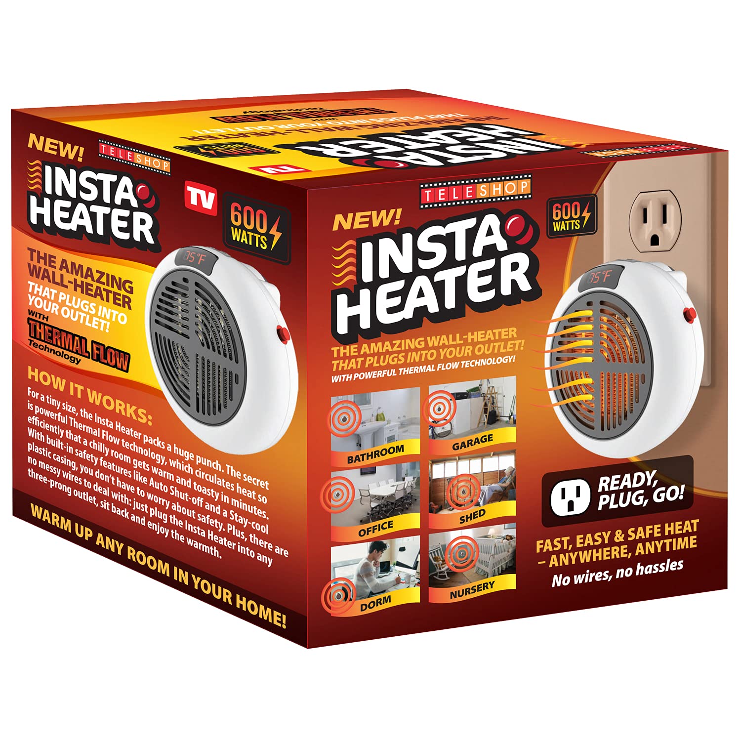 WUWUAL IH-01 Portable & Wall Mount Space Heater - Compact Electric Room Heater for Home & Office - White & Black Options - Perfect for Bedroom, Living Room & Small Spaces