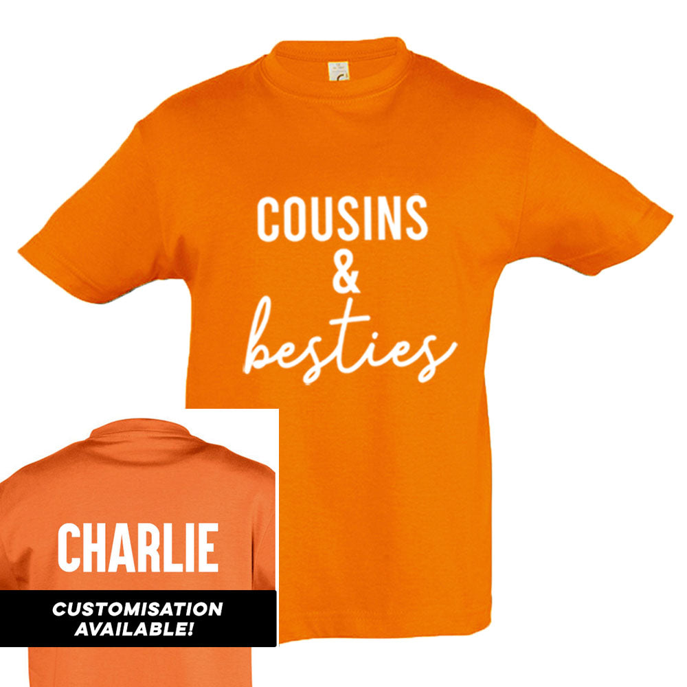 Cousins & Besties Matching Orange T-Shirts (MRK X) - Perfect for Family Reunions, Best Friend Outfits & Fun Photo Shoots