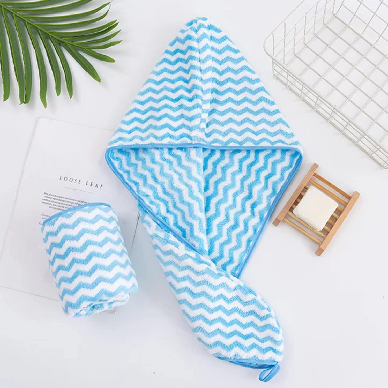 Khillayox 400 GSM Microfiber Hair Towel Wrap for Women - Super Absorbent Quick Dry Hair Turban, Soft Bathrobe Towel Set of 2 (Ideal for Shower, Salon, Spa & Travel)