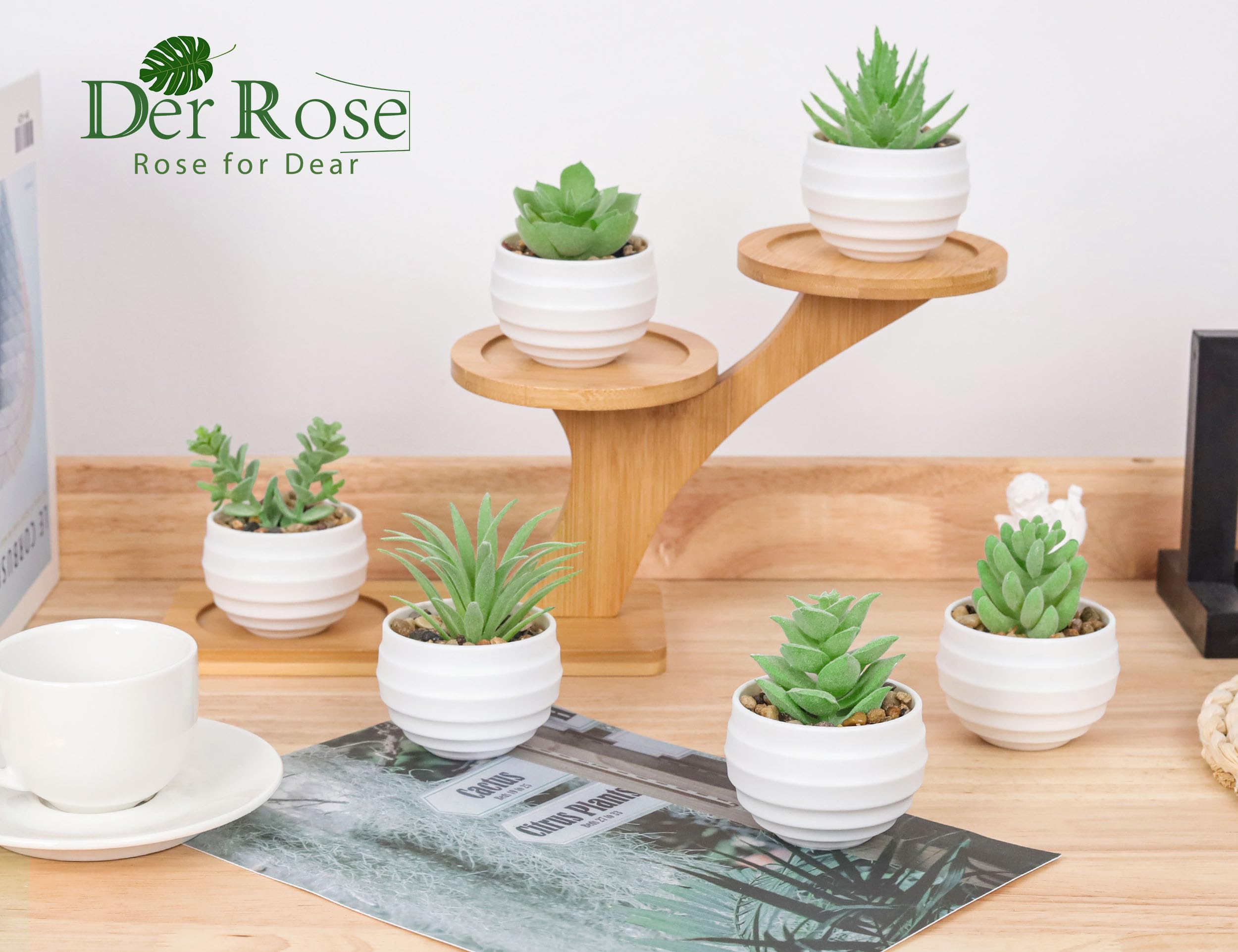 6 Pack Fake Succulents Plants - Realistic Artificial Small Succulents for Home & Room Decor - Perfect for Indoor Spaces, Office Desks, and Wedding Centerpieces