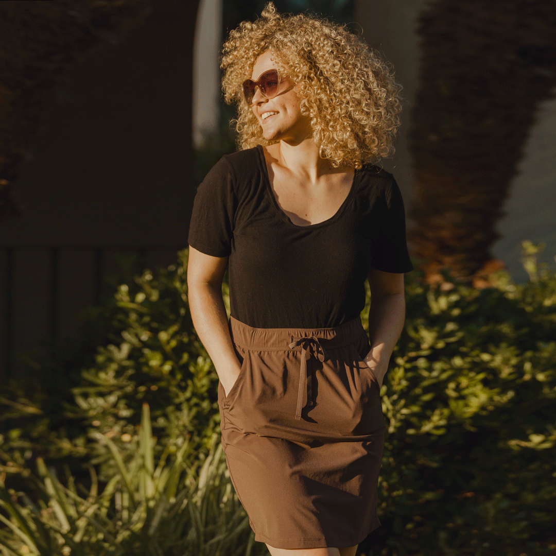 Women's Knee Length Travel Skirt - Lightweight, Wrinkle-Resistant & Comfortable for Airplane, Hiking & Vacation Outfits