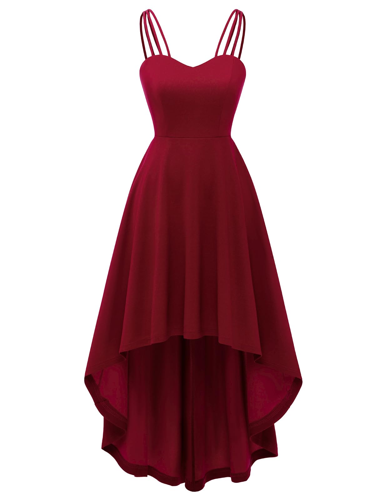 DRESSTELLS Women's Elegant Hi-Low Spaghetti Strap Summer Dress - Flowy Flare Cocktail & Wedding Guest Dress for Bridesmaids, Beach Parties & Special Occasions