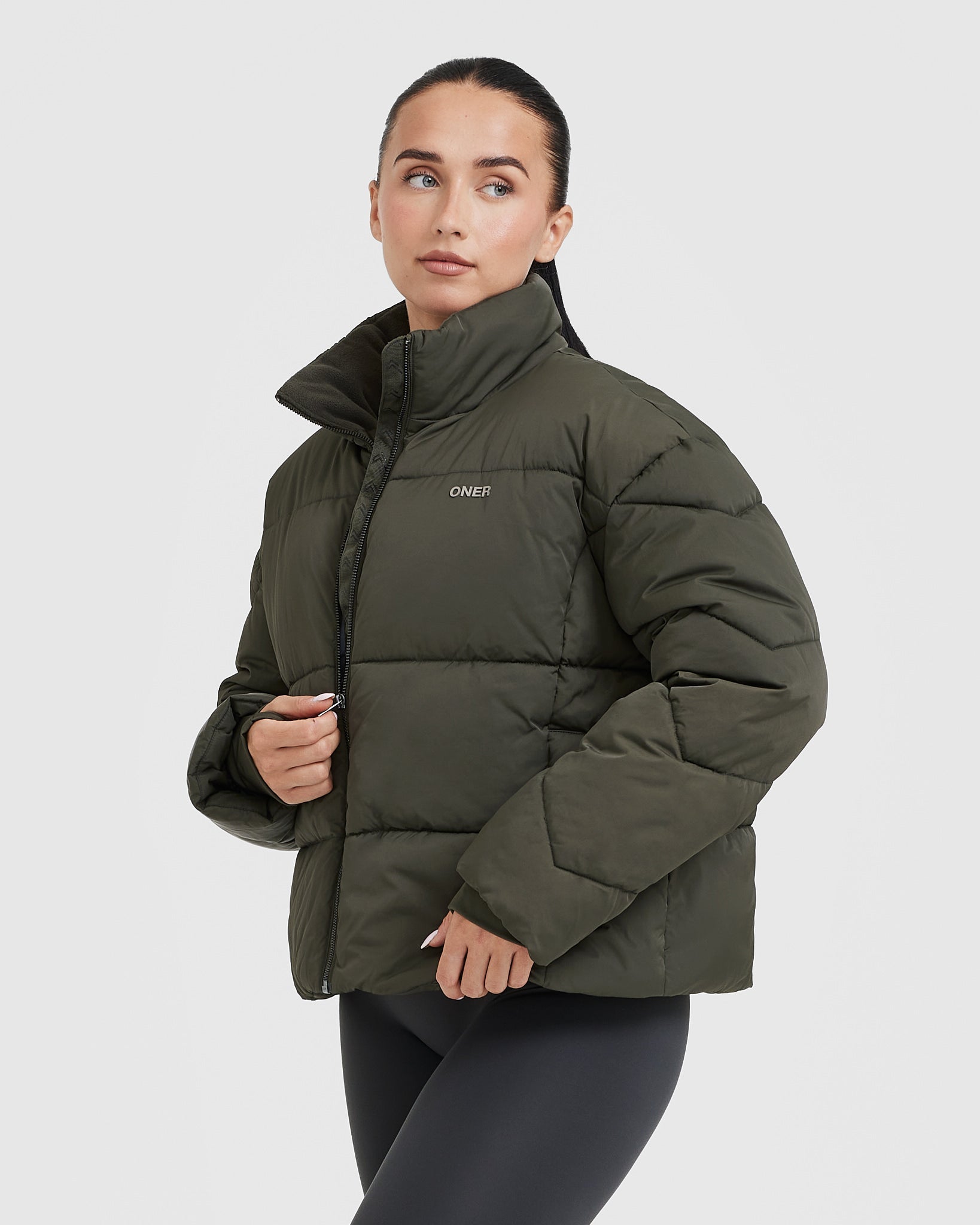 Men's Warm Khaki Puffer Jacket - Lightweight Winter Coat for Outdoor Activities & Casual Wear