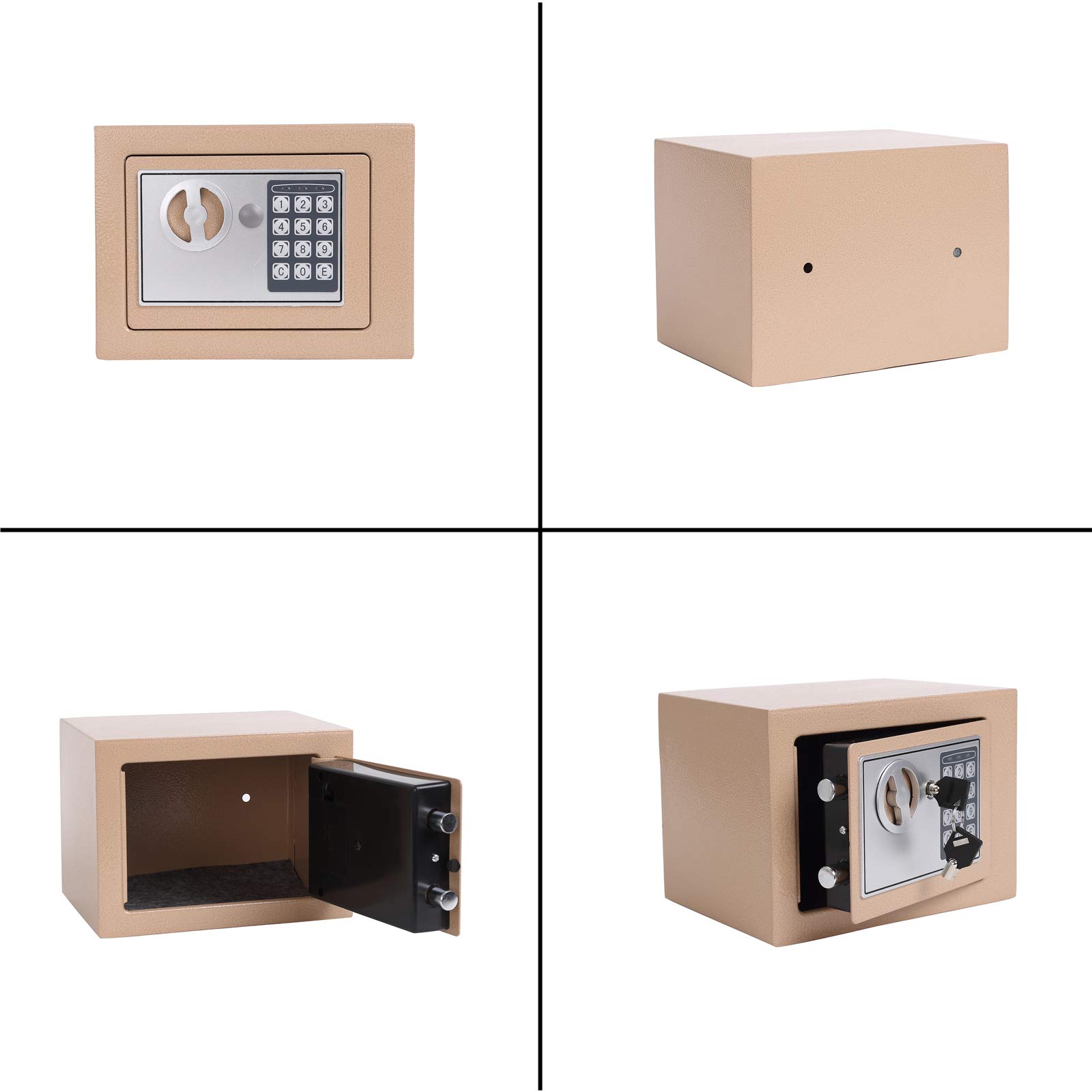Digital Security Safe Box with Key & Electronic Lock - 0.17 Cu Ft Home Office Hotel Cash Jewelry Storage Safe (Ochre Yellow) | Ideal for Valuables Protection in Bedroom, Business & Travel
