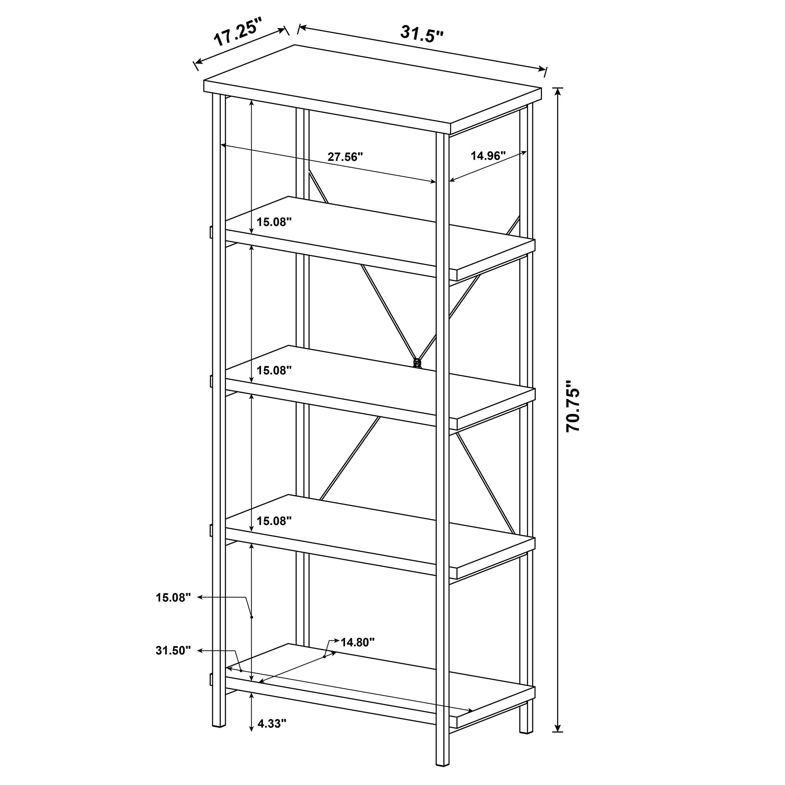 Coaster Furniture 801552 Salvaged Cabin & Black Bookcase - Perfect for Living Room, Office, or Study Room Storage